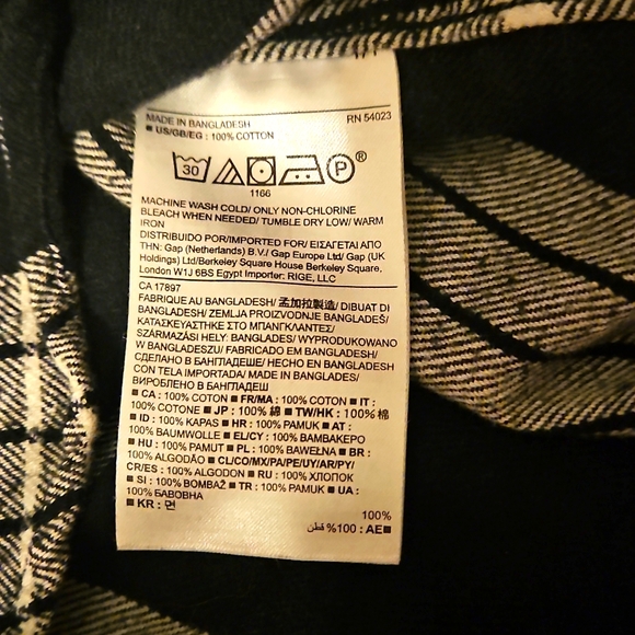 Banana Republic Soft Wash Flannel Shirt Black White Size Medium Plaid Button Up - Picture 5 of 6